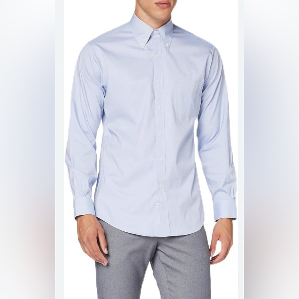 Brooks Brother baby blue long sleeve button down cotton Classic White Shirt 14.5